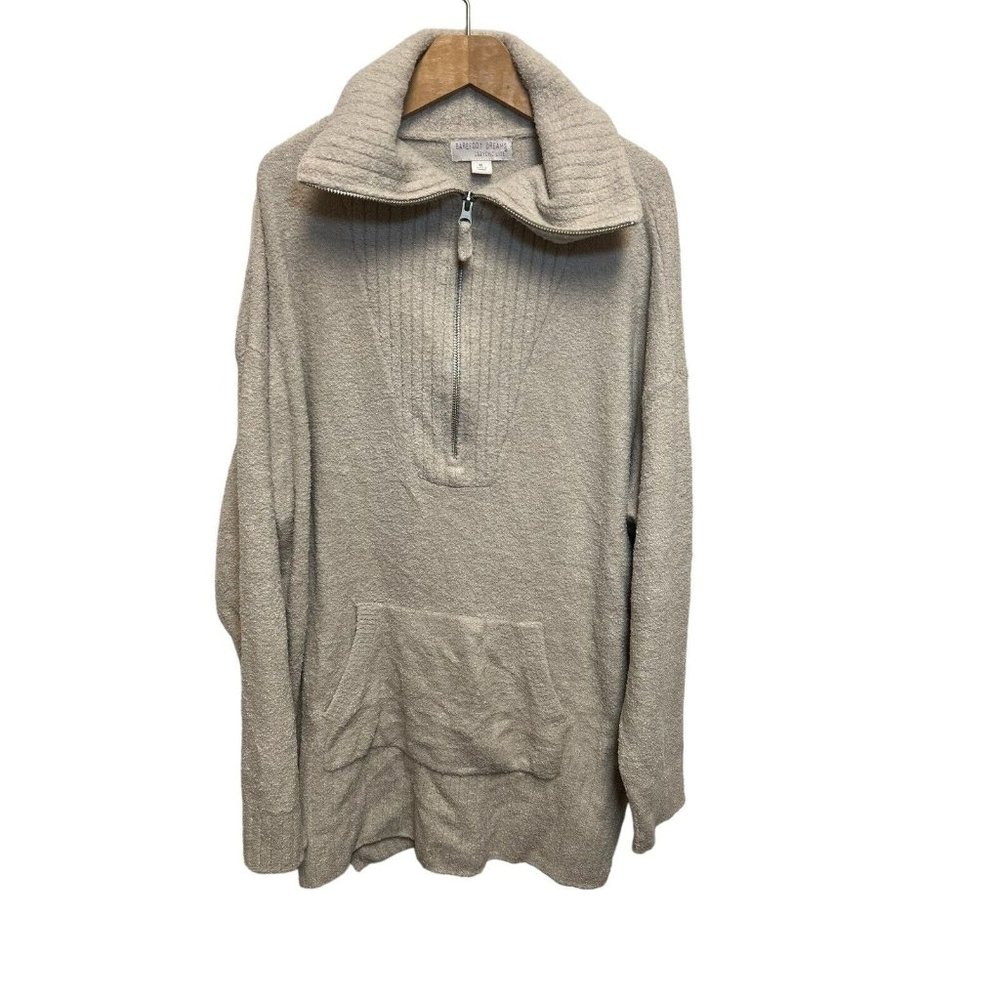 Barefoot Dreams Cozychic Lite Soft Cozy Quarter Zip Tan Sweater Womens Size XL